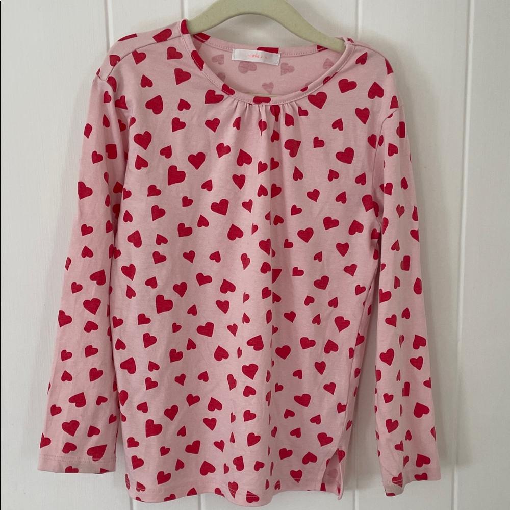 Pink Heart Long Sleeve Kids Tee